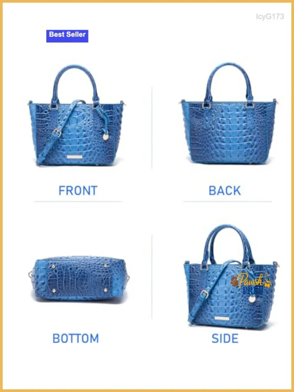 Croc Embossed Faux Leather Satchel Tote Bag with Zipper